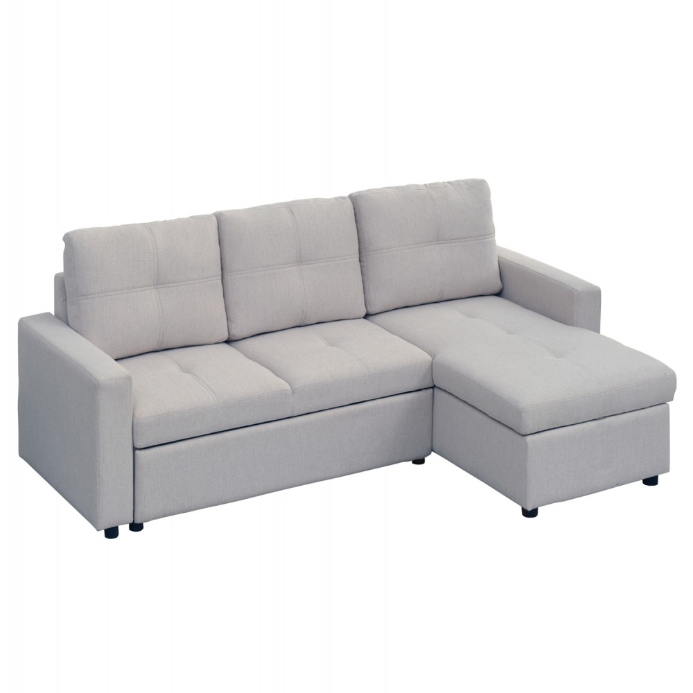 ΓΩΝΙΑΚΟΣ ΚΑΝΑΠΕΣ-ΚΡΕΒΑΤΙ ΑΝΑΣΤΡΕΨΙΜΟΣ SALINO HM3285.01 ΓΚΡΙ ΥΦΑΣΜΑ 213x132x87Yεκ