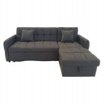 ΓΩΝΙΑΚΟΣ ΚΑΝΑΠΕΣ-ΚΡΕΒΑΤΙ ΑΝΑΣΤΡΕΨΙΜΟΣ NEZU HM3294.01 ΓΚΡΙ ΥΦΑΣΜΑ 213x145x83Υεκ.