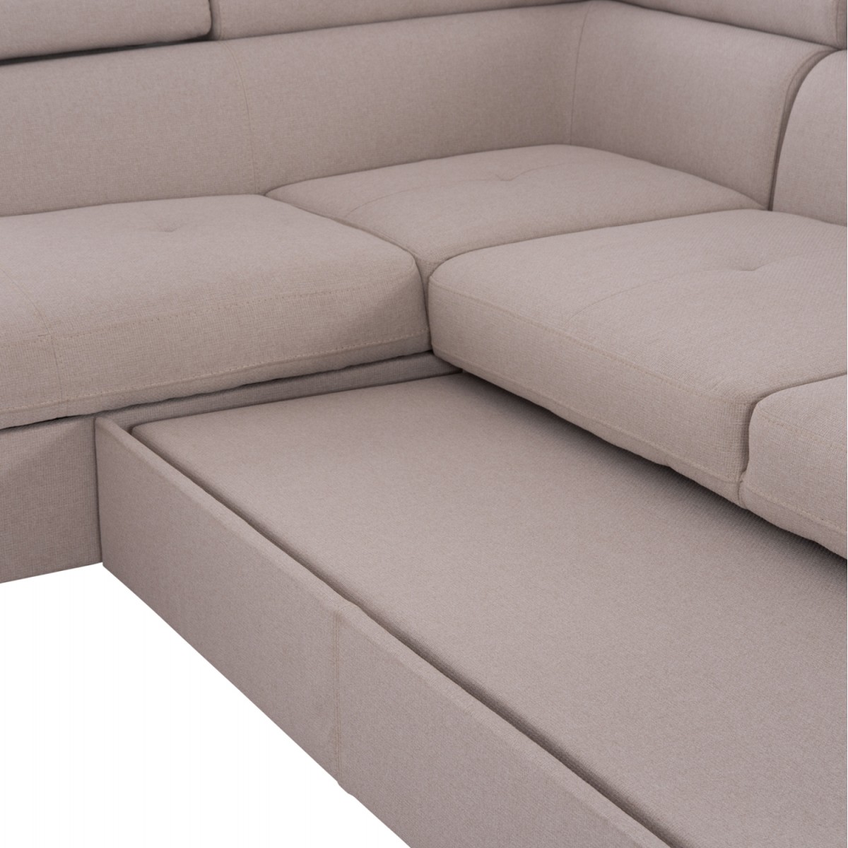 ΓΩΝΙΑΚΟΣ ΚΑΝΑΠΕΣ-ΚΡΕΒΑΤΙ ΜΕ ΑΠΟΘ.ΧΩΡΟ ENCORE HM3301.03L ΜΠΕΖ ΥΦΑΣΜΑ 285x205x90Υεκ.