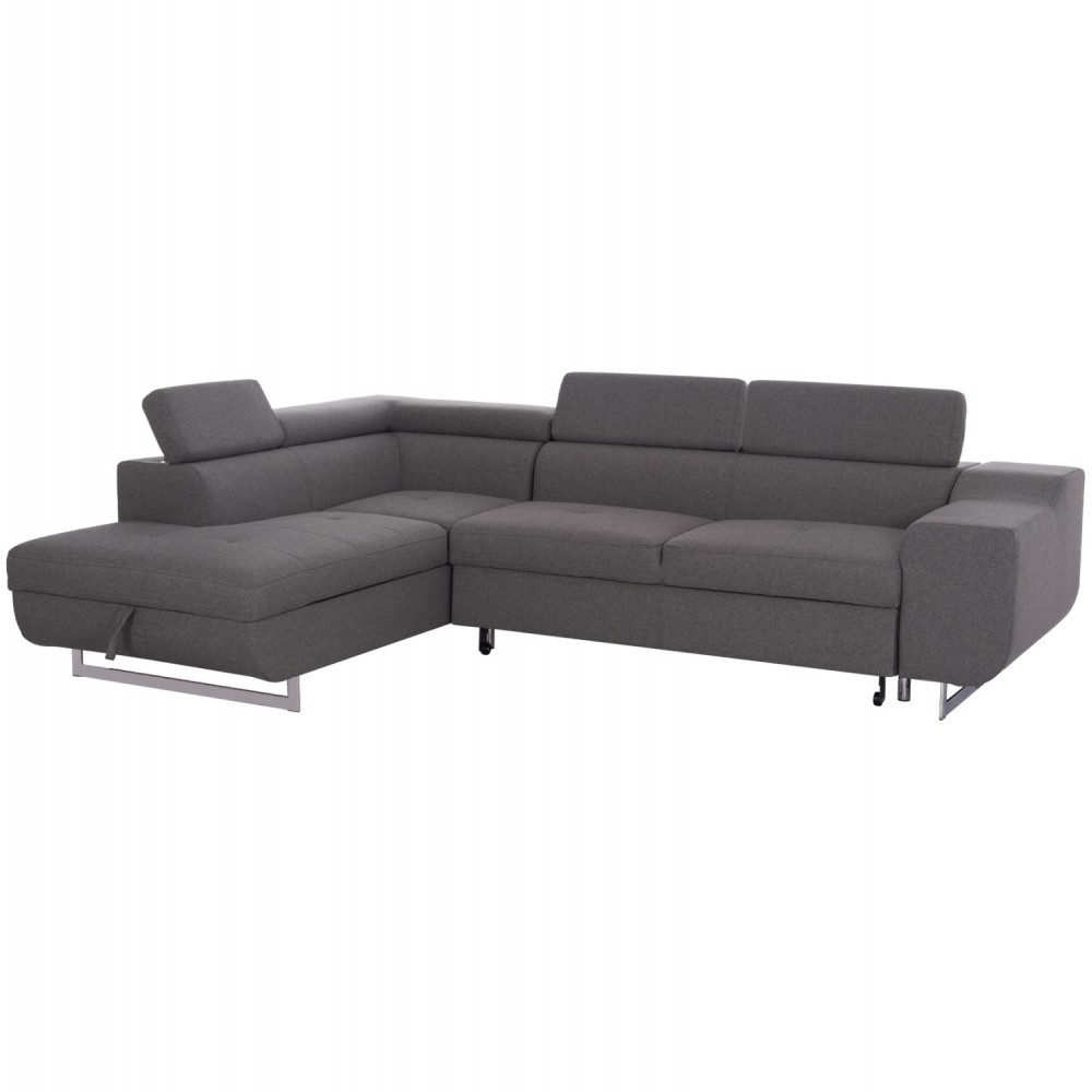 ΓΩΝΙΑΚΟΣ ΚΑΝΑΠΕΣ-ΚΡΕΒΑΤΙ ΜΕ ΑΠΟΘ.ΧΩΡΟ ENCORE HM3301.01L ΓΚΡΙ ΥΦΑΣΜΑ 285x205x90Υεκ.