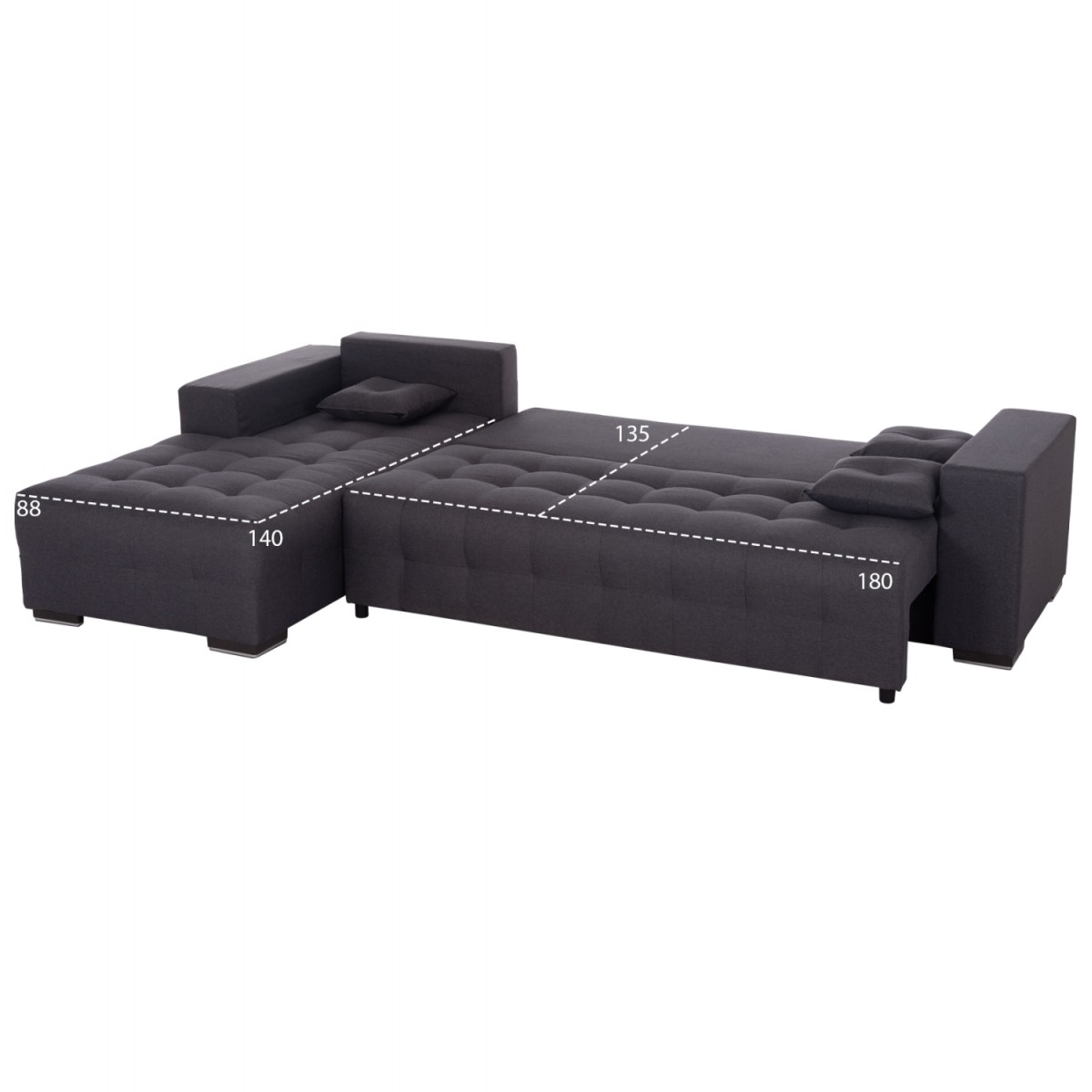 ΓΩΝΙΑΚΟΣ ΚΑΝΑΠΕΣ-ΚΡΕΒΑΤΙ ΜΕ ΑΠΟΘ.ΧΩΡΟ TRENDSTON HM3302.01L ΓΚΡΙ ΥΦΑΣΜΑ 298x177x95Υεκ