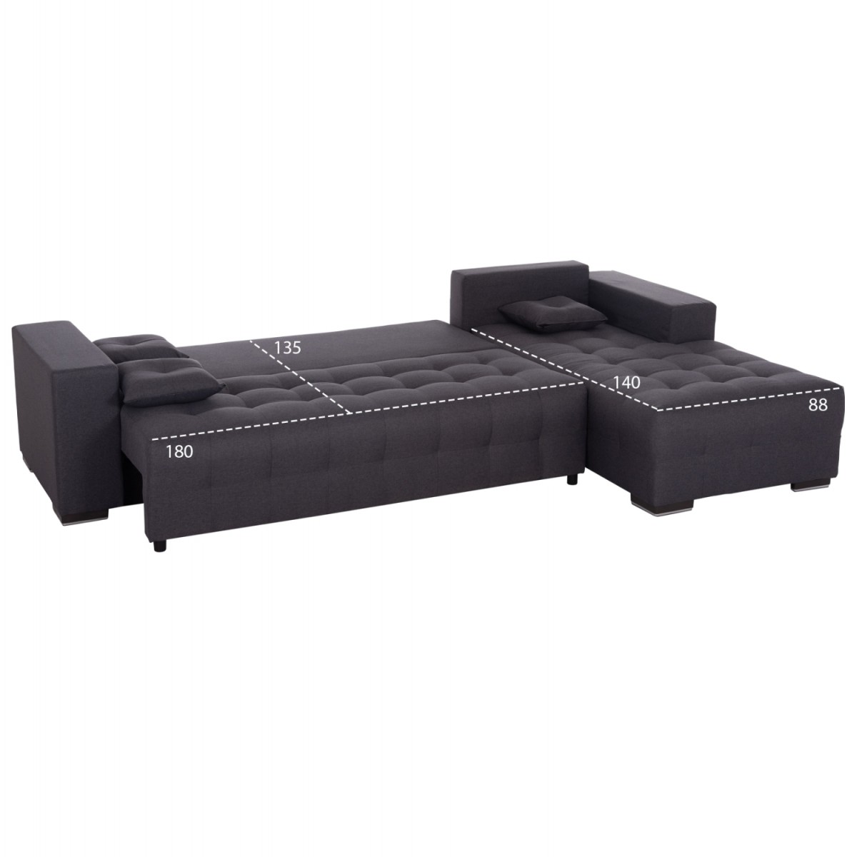 ΓΩΝΙΑΚΟΣ ΚΑΝΑΠΕΣ-ΚΡΕΒΑΤΙ ΜΕ ΑΠΟΘ.ΧΩΡΟ TRENDSTON HM3302.01R ΓΚΡΙ ΥΦΑΣΜΑ 298x177x95Υεκ