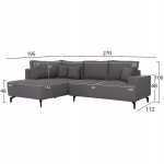 ΓΩΝΙΑΚΟΣ ΚΑΝΑΠΕΣ-ΚΡΕΒΑΤΙ ΜΕ ΑΠΟΘ.ΧΩΡΟ SAFFIRA HM3303.01L ΓΚΡΙ ΥΦΑΣΜΑ 270x195x100Υεκ.