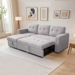 ΓΩΝΙΑΚΟΣ ΚΑΝΑΠΕΣ-ΚΡΕΒΑΤΙ ΑΝΑΣΤΡΕΨΙΜΟΣ SAL HM3310.01 ΓΚΡΙ ΥΦΑΣΜΑ 214x137x83Yεκ