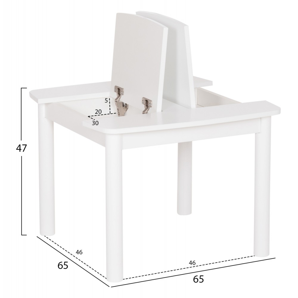 ΤΡΑΠΕΖΑΚΙ ΠΑΙΔΙΚΟ ΜΕ ΑΠΟΘ.ΧΩΡΟΥΣ RICKI HM18339.03 MDF & ΣΥΜΗΔΑ ΣΕ ΛΕΥΚΟ 65x65x47Υεκ