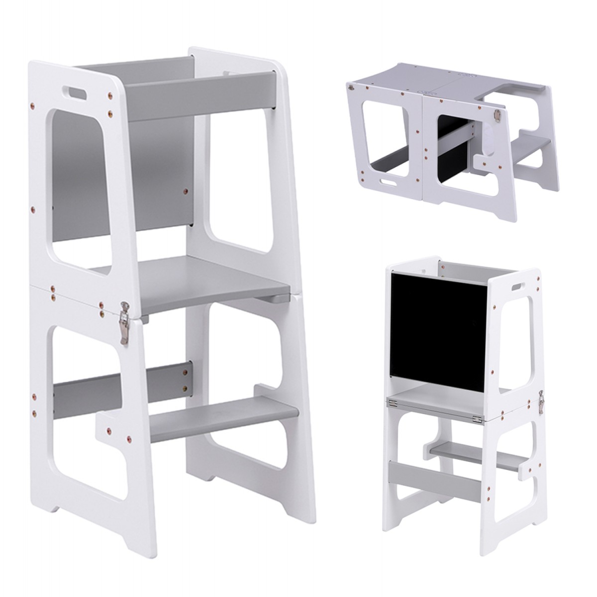 ΠΥΡΓΟΣ ΕΚΜΑΘΗΣΗΣ ΜΕ ΠΙΝΑΚΑ RICKI HM18345.03 ΞΥΛΟ ΠΕΥΚΟΥ ΛΕΥΚΟ/ΓΚΡΙ 37x40x84Υεκ