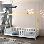 ΚΡΕΒΑΤΙ ΠΑΙΔΙΚΟ ΜΕ ΚΑΓΚΕΛΑ MUNK HM739.03 τ.MONTESSORI ΠΕΥΚΟ ΦΥΣΙΚΟ-ΛΕΥΚΟ--190x90εκ