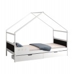 ΚΡΕΒΑΤΙ ΠΑΙΔΙΚΟ ΜΕ ΣΥΡΤΑΡΙΑ HOUSER HM741.01 τ.MONTESSORI ΞΥΛΟ ΠΕΥΚΟ ΛΕΥΚΟ-190x90εκ