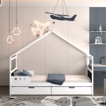 ΚΡΕΒΑΤΙ ΠΑΙΔΙΚΟ ΜΕ ΣΥΡΤΑΡΙΑ HOUSER HM741.01 τ.MONTESSORI ΞΥΛΟ ΠΕΥΚΟ ΛΕΥΚΟ-190x90εκ