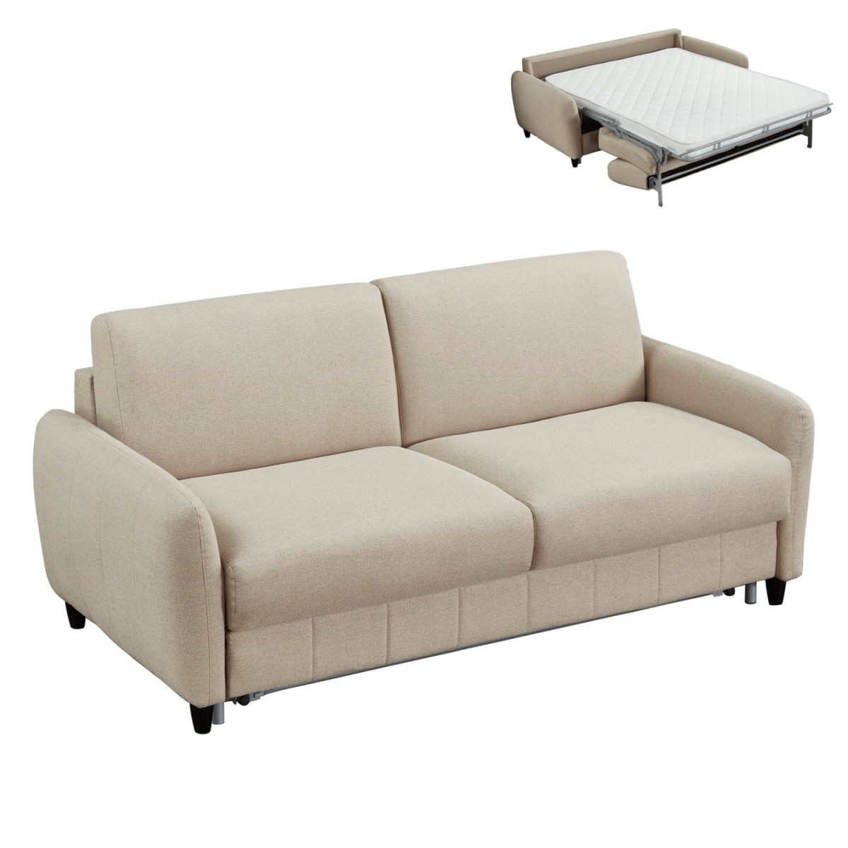 ΚΑΝΑΠΕΣ-ΚΡΕΒΑΤΙ ΜΕ ΑΝΑΔΙΠΛ.ΣΤΡΩΜΑ ETUDINE HM3311.02 ΜΠΕΖ ΥΦΑΣΜΑ 185x97x87Υεκ