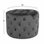 ΣΚΑΜΠΟ KASSIE  ΓΚΡΙ ΒΕΛΟΥΔΟ ΤΥΠΟΥ CHESTERFIELD HM8406.01 Φ60x43Υ εκ.