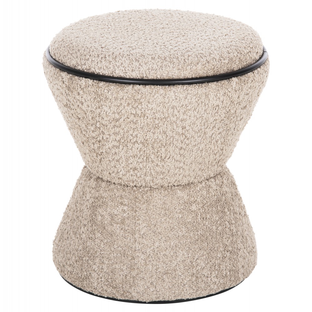 ΣΚΑΜΠΟ ΣΤΡΟΓΓΥΛΟ LINNER HM9604.08 ΜΠΟΥΚΛΕ ΥΦΑΣΜΑ ΜΠΕΖ-ΜΑΥΡΗ ΛΕΠΤΟΜΕΡΕΙΑ Φ38x44 εκ.