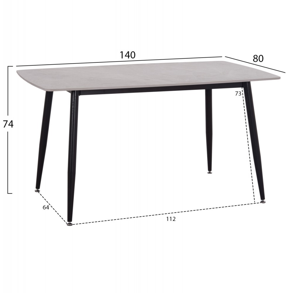 ΤΡΑΠΕΖΙ RAVEN HM18149.13 ΚΕΡΑΜΙΚΟ TOP ΜΕ ΟΨΗ ΓΚΡΙ ΜΑΡΜΑΡΟ 140x80x74Υεκ.