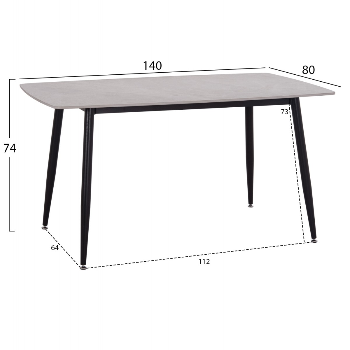 ΤΡΑΠΕΖΙ RAVEN HM18149.13 ΚΕΡΑΜΙΚΟ TOP ΜΕ ΟΨΗ ΓΚΡΙ ΜΑΡΜΑΡΟ 140x80x74Υεκ.