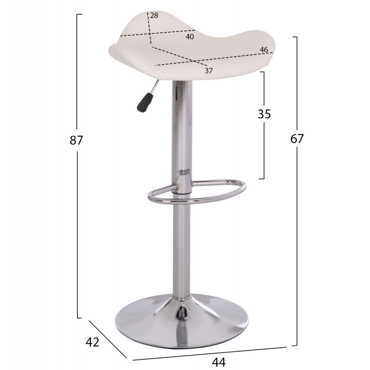 ΣΚΑΜΠO ΜΠΑΡ ΠΕΡΙΣΤΡΕΦΟΜΕΝΟ GANNA HM201.22 ΜΕ ΑΜΟΡΤΙΣΕΡ-ΛΕΥΚΟ PU 44x42x87Υεκ.