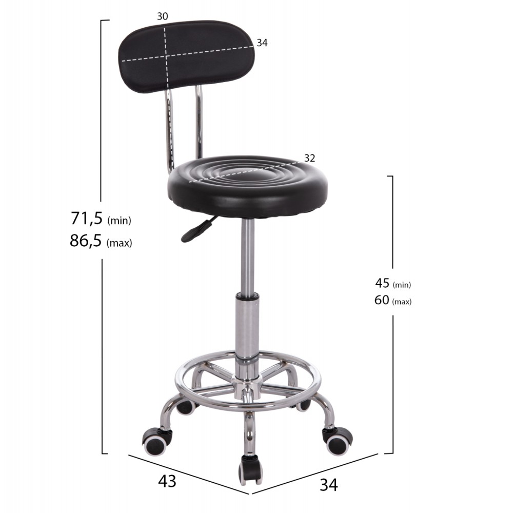 ΣΚΑΜΠΟ ΠΕΡΙΣΤΡΕΦΟΜΕΝΟ ΣΧΕΔΙΑΣΤΗΡΙΟΥ IRIS HM211.21 PU ΜΑΥΡΟ HOMEMARKT 34x43x86,5Υεκ.