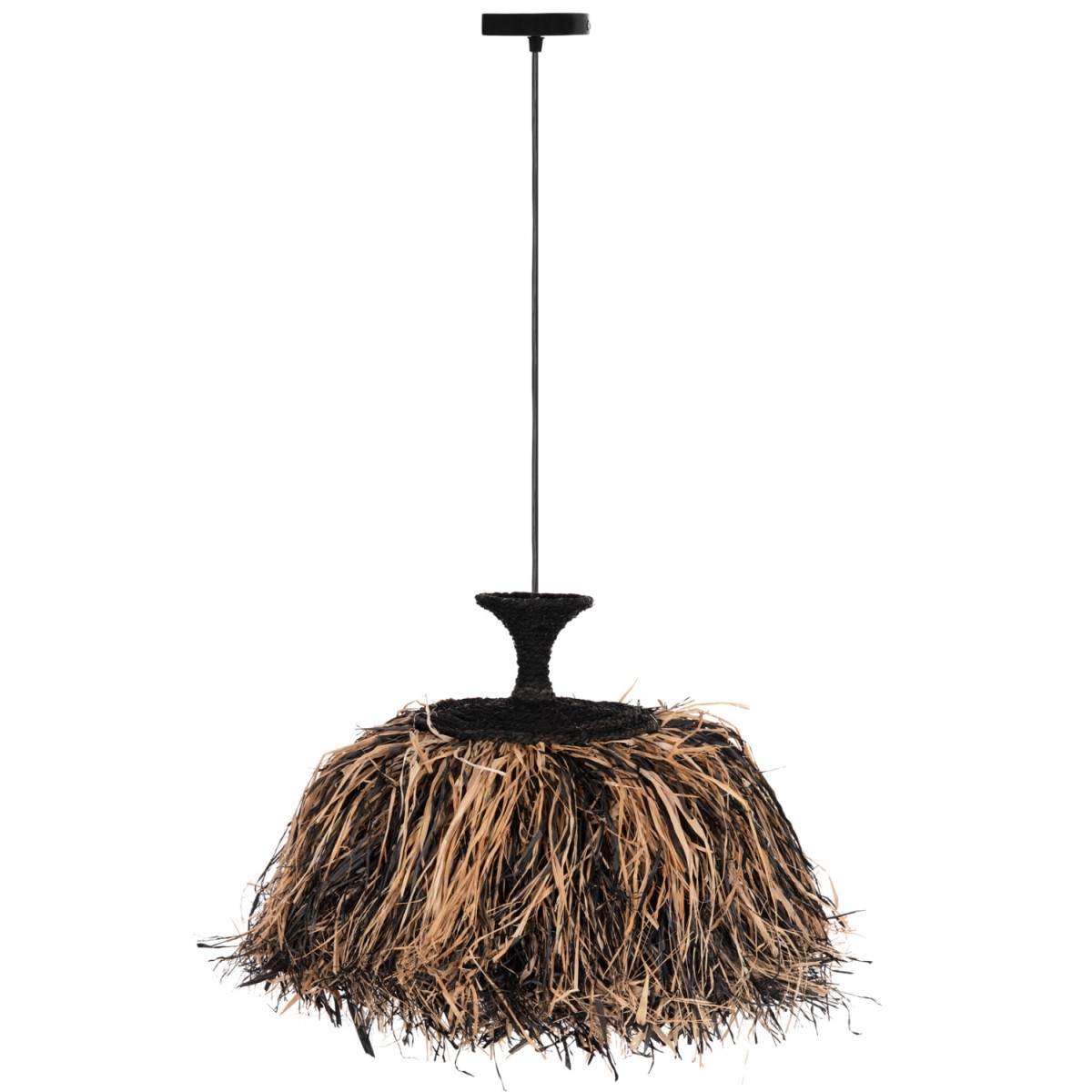 ΦΩΤΙΣΤΙΚΟ ΟΡΟΦΗΣ ORDEM HM4716 ΚΑΠΕΛΟ ΙΝΕΣ SISAL & ΜΠΑΝΑΝΑΣ-ΜΑΥΡΟ & ΦΥΣΙΚΟ Φ60x50Υεκ