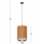 ΦΩΤΙΣΤΙΚΟ ΟΡΟΦΗΣ ΚΡΕΜΑΣΤΟ HM4340 PAPER ROPE ΜΠΕΖ-ΜΑΥΡΟ ΜΕΤΑΛΛΟ-Φ26x40-120Υεκ.