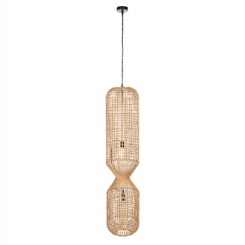 ΦΩΤΙΣΤΙΚΟ ΟΡΟΦΗΣ ΚΡΕΜΑΣΤΟ HM4345 ΚΥΛΙΝΔΡΙΚΟ ΑΠΟ PAPER ROPE ΜΠΕΖ-2 ΛΑΜΠΕΣ Φ30,5x132Υ