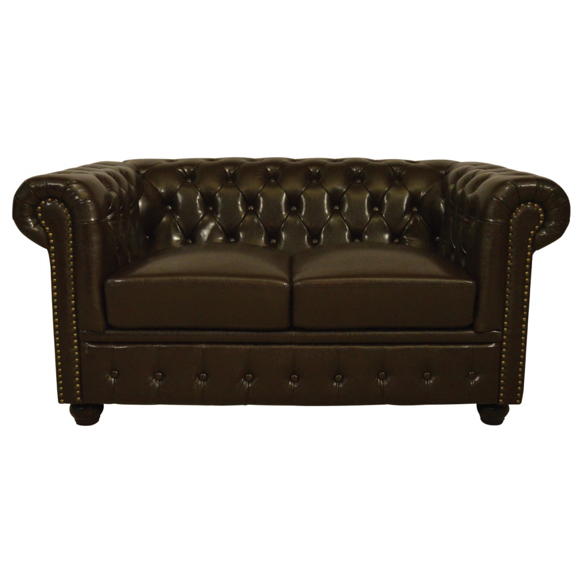 ΚΑΝΑΠΕΣ 2ΘΕΣΙΟΣ T.CHESTERFIELD HM3010.01 ΤΕΧΝΟΔΕΡΜΑ ΣΚΟΥΡΟ ΚΑΦΕ 155x90x73 εκ.