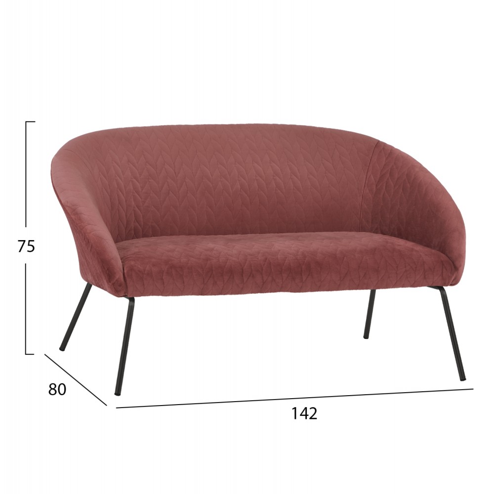 ΚΑΝΑΠΕΣ 2ΘΕΣΙΟΣ JOYCE ΒΕΛΟΥΔΟ ΣΑΠΙΟ ΜΗΛΟ ΚΑΙ ΜΕΤΑΛΛΙΚΑ ΠΟΔΙΑ 142X80X75 HM8548.02