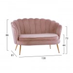 ΚΑΝΑΠΕΣ 2ΘΕΣΙΟΣ COQUILLE HM8627.02 ΑΠΟ ΒΕΛΟΥΔΟ ΣΑΠΙΟ ΜΗΛΟ & ΧΡΥΣΑ ΠΟΔΙΑ 130x81x86εκ.