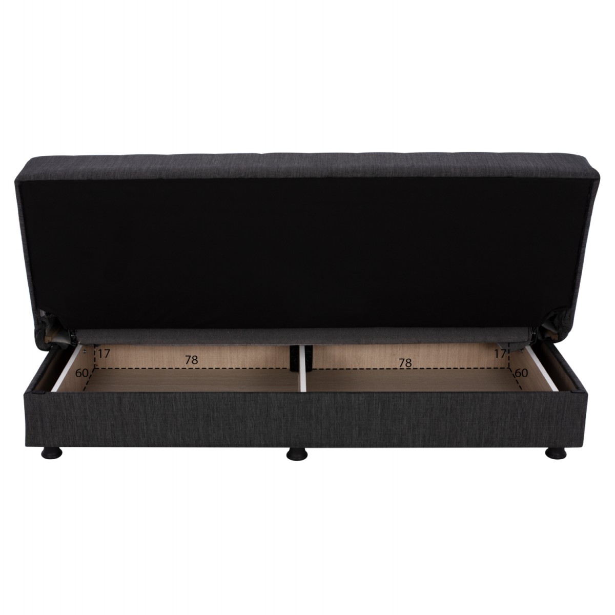 ΚΑΝΑΠΕΣ ΚΡΕΒΑΤΙ ΤΡΙΘΕΣΙΟΣ ΓΚΡΙ HM3239.03 180x72x77 εκ.