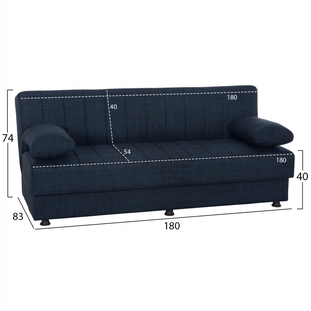 ΚΑΝΑΠΕΣ ΚΡΕΒΑΤΙ ANDRI ΤΡΙΘΕΣΙΟΣ ΜΠΛΕ HM3239.07 180x83x74Y εκ.