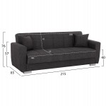 ΚΑΝΑΠΕΣ ΚΡΕΒΑΤΙ POLYA ΤΡΙΘΕΣΙΟΣ HM3240.03 ΓΚΡΙ 215x85x76Υ εκ.