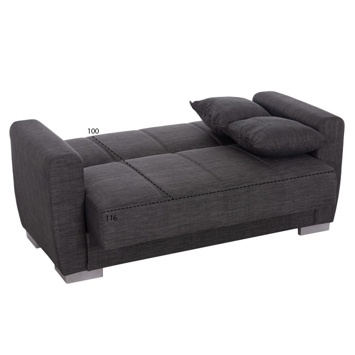 ΚΑΝΑΠΕΣ ΚΡΕΒΑΤΙ POLYA ΔΙΘΕΣΙΟΣ ΓΚΡΙ HM3241.03 153x87x77Υεκ.