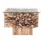 ΤΡΑΠΕΖΙ ΣΑΛΟΝΙΟΥ ΤΕΤΡΑΓΩΝΟ SPARROW HM9961 DRIFTWOOD--ΓΥΑΛΙ 75x75x51Υεκ.