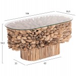 ΤΡΑΠΕΖΙ ΣΑΛΟΝΙΟΥ ΟΒΑΛ SPARROW HM9962 DRIFTWOOD--ΓΥΑΛΙ 106x55,5x50,5Υεκ.