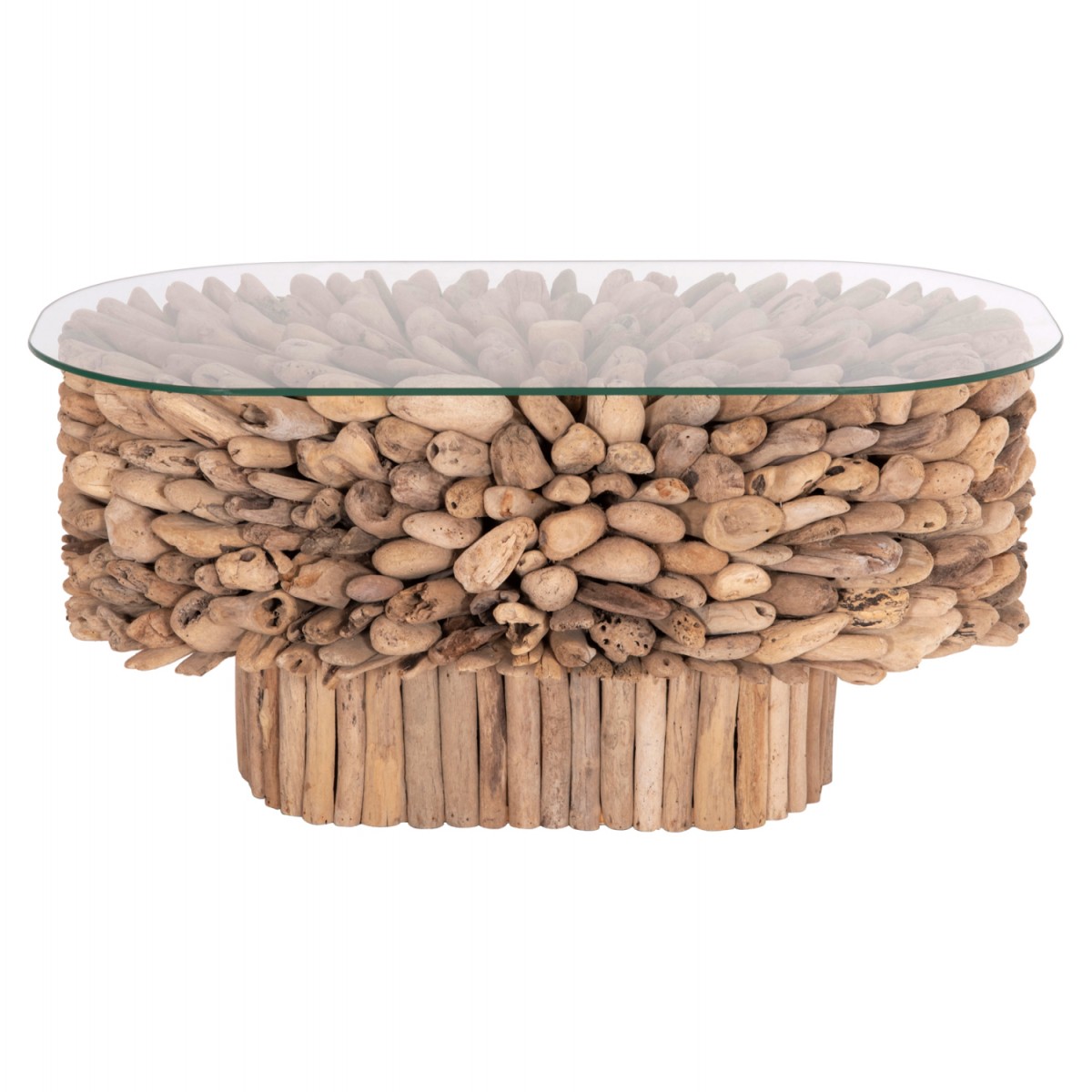 ΤΡΑΠΕΖΙ ΣΑΛΟΝΙΟΥ ΟΒΑΛ SPARROW HM9962 DRIFTWOOD--ΓΥΑΛΙ 106x55,5x50,5Υεκ.