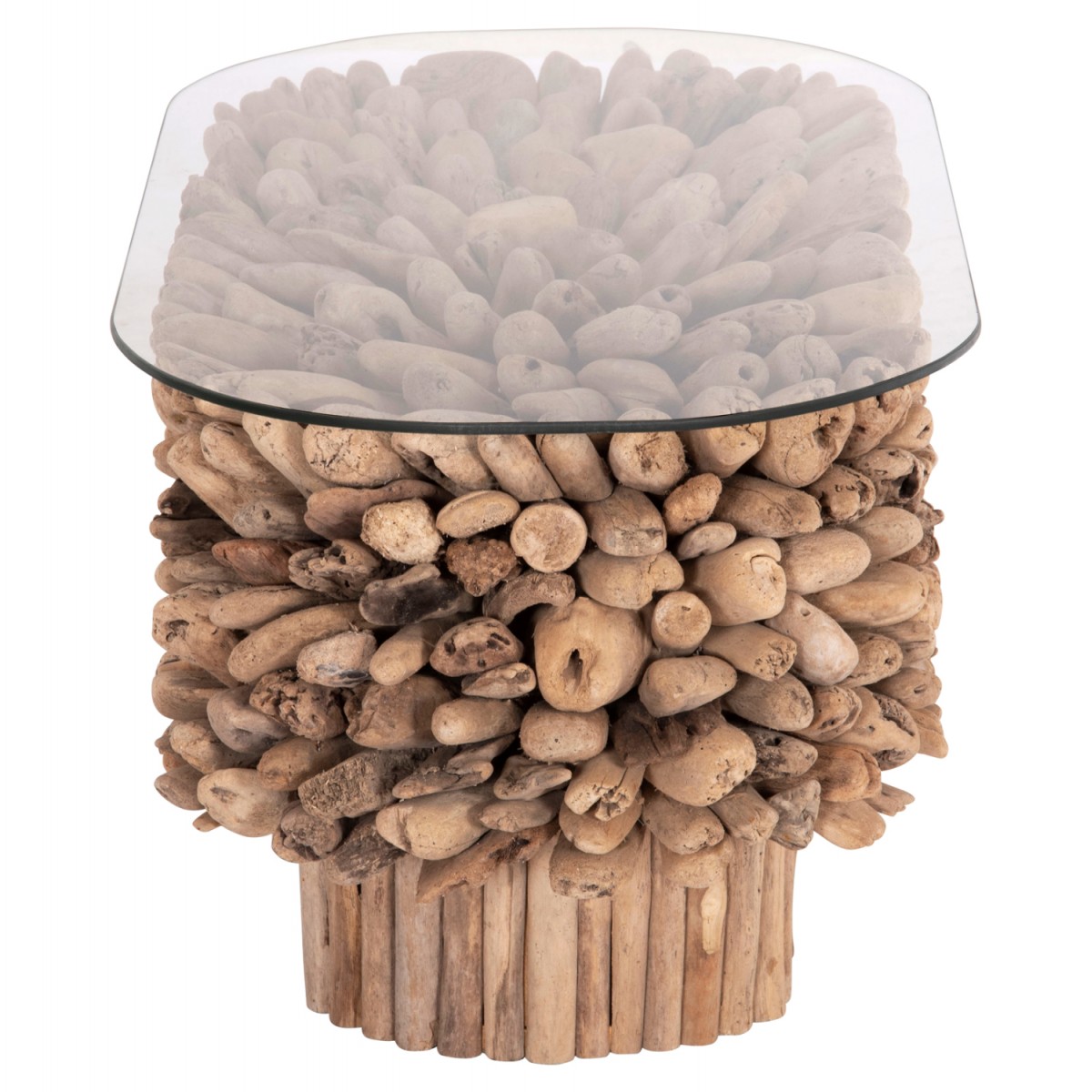 ΤΡΑΠΕΖΙ ΣΑΛΟΝΙΟΥ ΟΒΑΛ SPARROW HM9962 DRIFTWOOD--ΓΥΑΛΙ 106x55,5x50,5Υεκ.