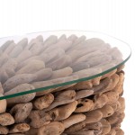 ΤΡΑΠΕΖΙ ΣΑΛΟΝΙΟΥ ΟΒΑΛ SPARROW HM9962 DRIFTWOOD--ΓΥΑΛΙ 106x55,5x50,5Υεκ.