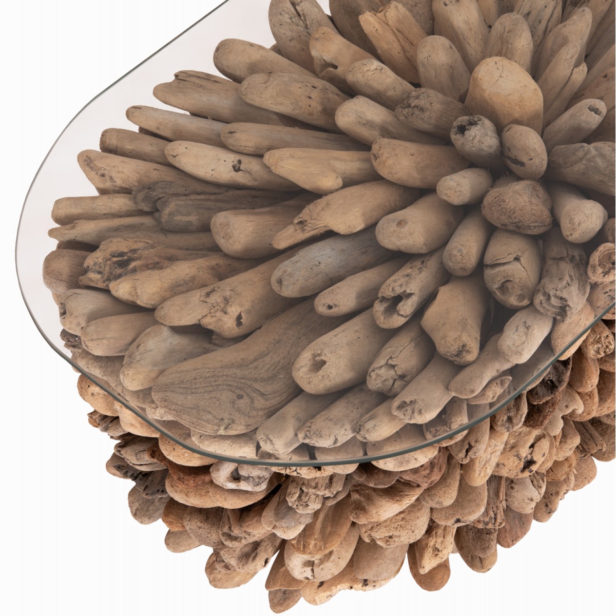 ΤΡΑΠΕΖΙ ΣΑΛΟΝΙΟΥ ΟΒΑΛ SPARROW HM9962 DRIFTWOOD--ΓΥΑΛΙ 106x55,5x50,5Υεκ.