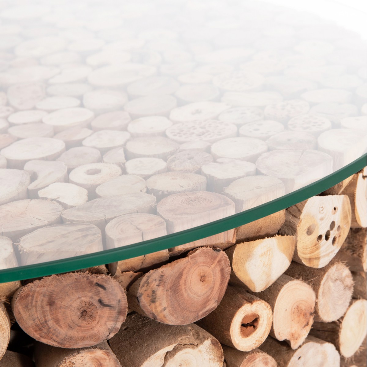 ΤΡΑΠΕΖΙ ΣΑΛΟΝΙΟΥ ΣΤΡΟΓΓΥΛΟ SPARROW HM9963 DRIFTWOOD--ΓΥΑΛΙ Φ65x51,5Υεκ.