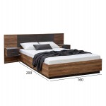 ΚΡΕΒΑΤΙ ΜΕ ΚΟΜΟΔΙΝΑ CARYS HM744.11 ΜΕΛΑΜΙΝΗ ΣΕ ΚΑΡΥΔΙ/WENGE--ΣΤΡΩΜΑ 160x200