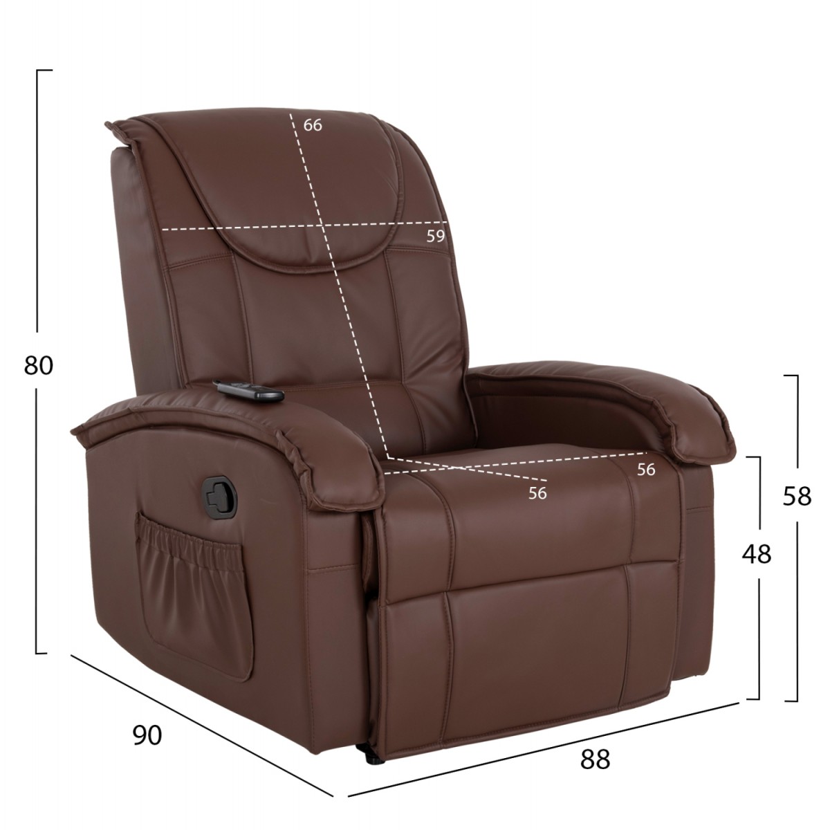 ΠΟΛΥΘΡΟΝΑ RELAX ΜΕ ΜΗΧΑΝΙΣΜΟ MASSAGE ROCCA HM0026.03 PU ΚΑΦΕ ΣΚΟΥΡΟ 80x96x97 εκ.