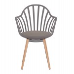 ΠΟΛΥΘΡΟΝΑ ΤΡΑΠΕΖΑΡΙΑΣ HM8049.10 ANAIS ΓΚΡΙ ΜΕ ΞΥΛΙΝΑ ΠΟΔΙΑ 60x53x86Υ εκ.