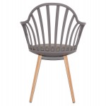 ΠΟΛΥΘΡΟΝΑ ΤΡΑΠΕΖΑΡΙΑΣ HM8049.10 ANAIS ΓΚΡΙ ΜΕ ΞΥΛΙΝΑ ΠΟΔΙΑ 60x53x86Υ εκ.