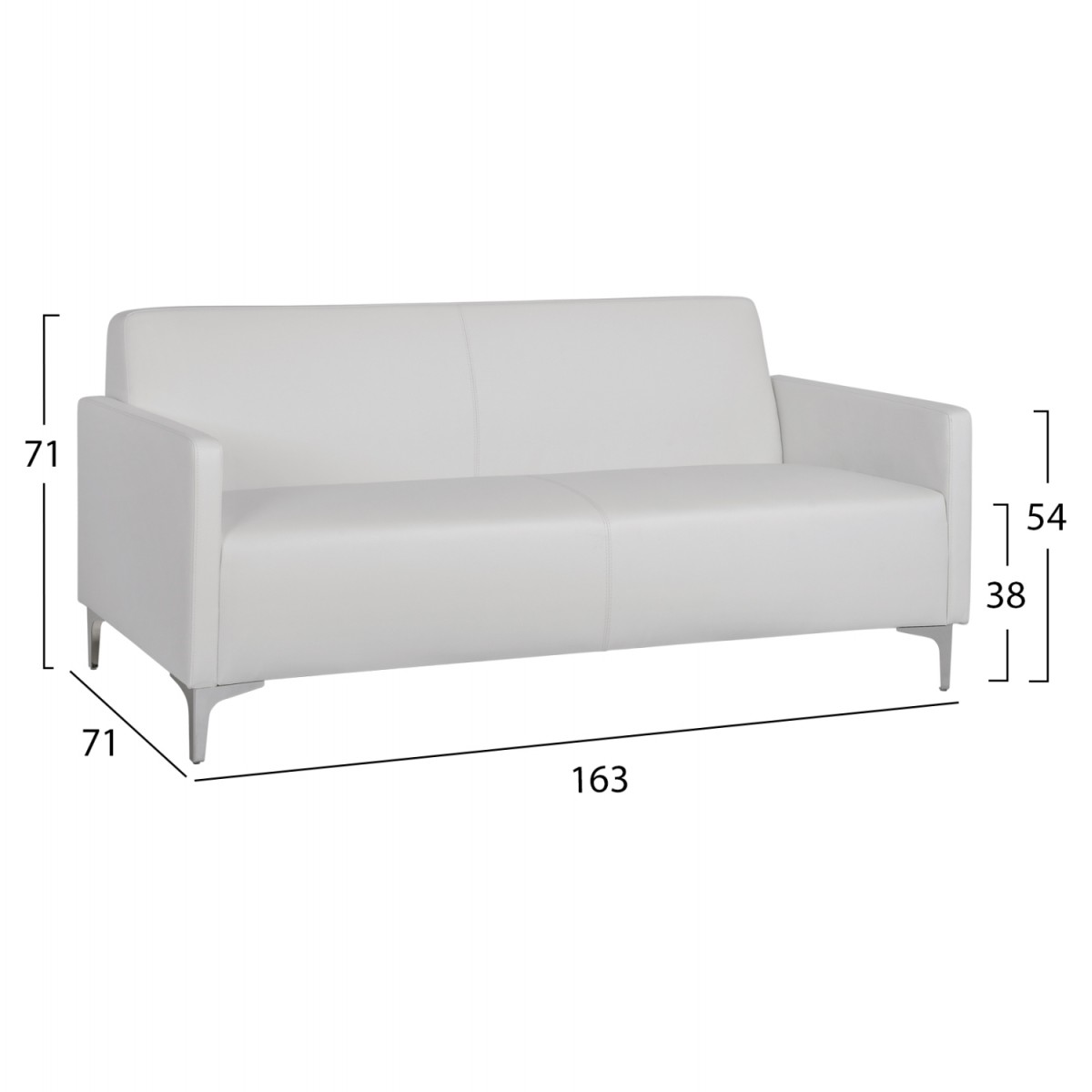 ΚΑΝΑΠΕΣ 3ΘΕΣΙΟΣ NELLIE HM3159.32 ΜΕ ΛΕΥΚΟ PU 163x71x71Υ εκ.