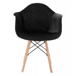 ΠΟΛΥΘΡΟΝΑ MIRTO HM8720.04 ΜΕ ΞΥΛΙΝΑ ΠΟΔΙΑ & ΒΕΛΟΥΔΟ ΜΑΥΡΟ 62x62x80Υ εκ.