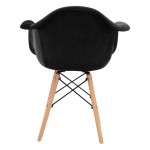 ΠΟΛΥΘΡΟΝΑ MIRTO HM8720.04 ΜΕ ΞΥΛΙΝΑ ΠΟΔΙΑ & ΒΕΛΟΥΔΟ ΜΑΥΡΟ 62x62x80Υ εκ.