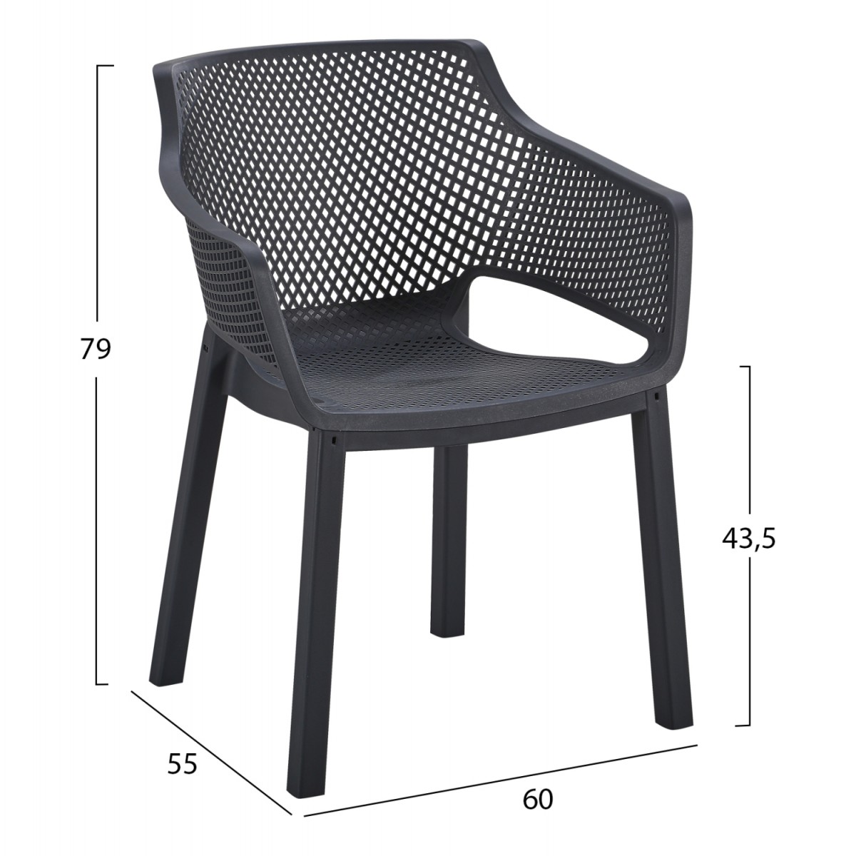 ΠΟΛΥΘΡΟΝΑ ΠΟΛΥΠΡΟΠΥΛΕΝΙΟΥ PEGGY HM6368.02 ΜΑΥΡΟ 60x55x79Υεκ