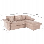 ΓΩΝΙΑΚΟΣ ΚΑΝΑΠΕΣ-ΚΡΕΒΑΤΙ ΜΕ ΑΠΟΘ.ΧΩΡΟ ALDO HM3276.01R ΜΠΕΖ ΥΦΑΣΜΑ 256x91-159x87Υεκ.