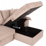 ΓΩΝΙΑΚΟΣ ΚΑΝΑΠΕΣ-ΚΡΕΒΑΤΙ ΜΕ ΑΠΟΘ.ΧΩΡΟ ALDO HM3276.01R ΜΠΕΖ ΥΦΑΣΜΑ 256x91-159x87Υεκ.