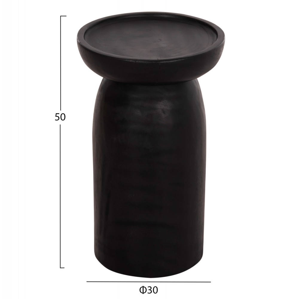 ΤΡΑΠΕΖΙ ΒΟΗΘΗΤΙΚΟ LOKI HM9899.12 ΜΑΣΙΦ ΞΥΛΟ SUAR ΣΕ ΜΑΥΡΟ Φ30x50Υεκ.