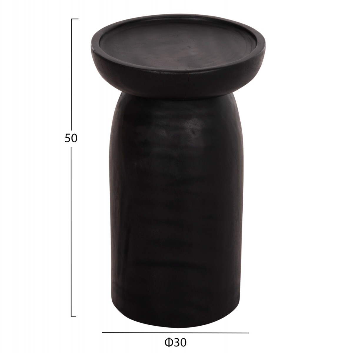 ΤΡΑΠΕΖΙ ΒΟΗΘΗΤΙΚΟ LOKI HM9899.12 ΜΑΣΙΦ ΞΥΛΟ SUAR ΣΕ ΜΑΥΡΟ Φ30x50Υεκ.