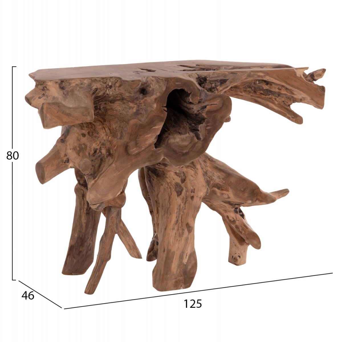 ΚΟΝΣΟΛΑ GRIMAL HM18298 ΞΥΛΟ ΤΕΑΚ (ΡΙΖΑ)--ΦΥΣΙΚΟ 125x46x80Υεκ.